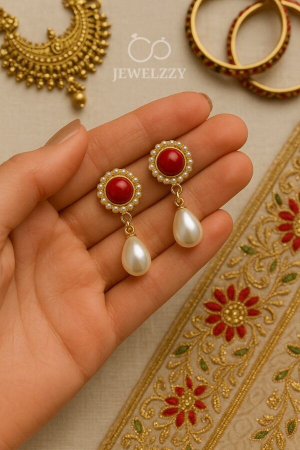 Ruby Pearl Drop earrings