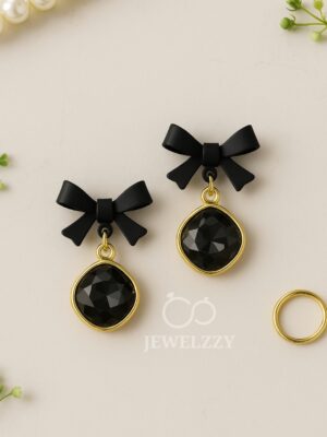 Midnight Bow Earstuds